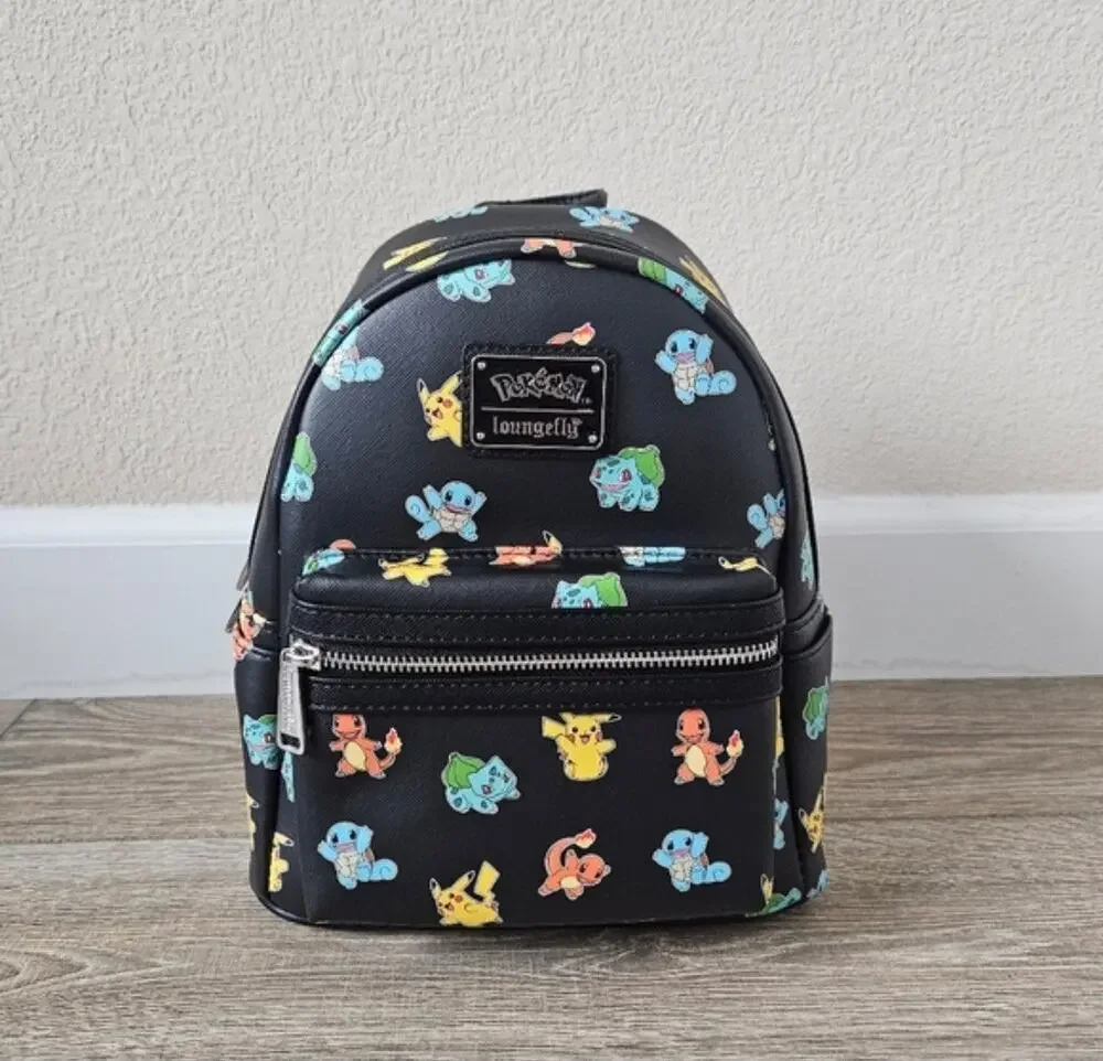 Loungefly Pokemon Starters Exclusive Mini Backpack Black NWT Bulbasaur Squirtle